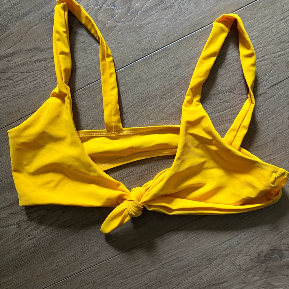Yellow Knot Front Bikini Top